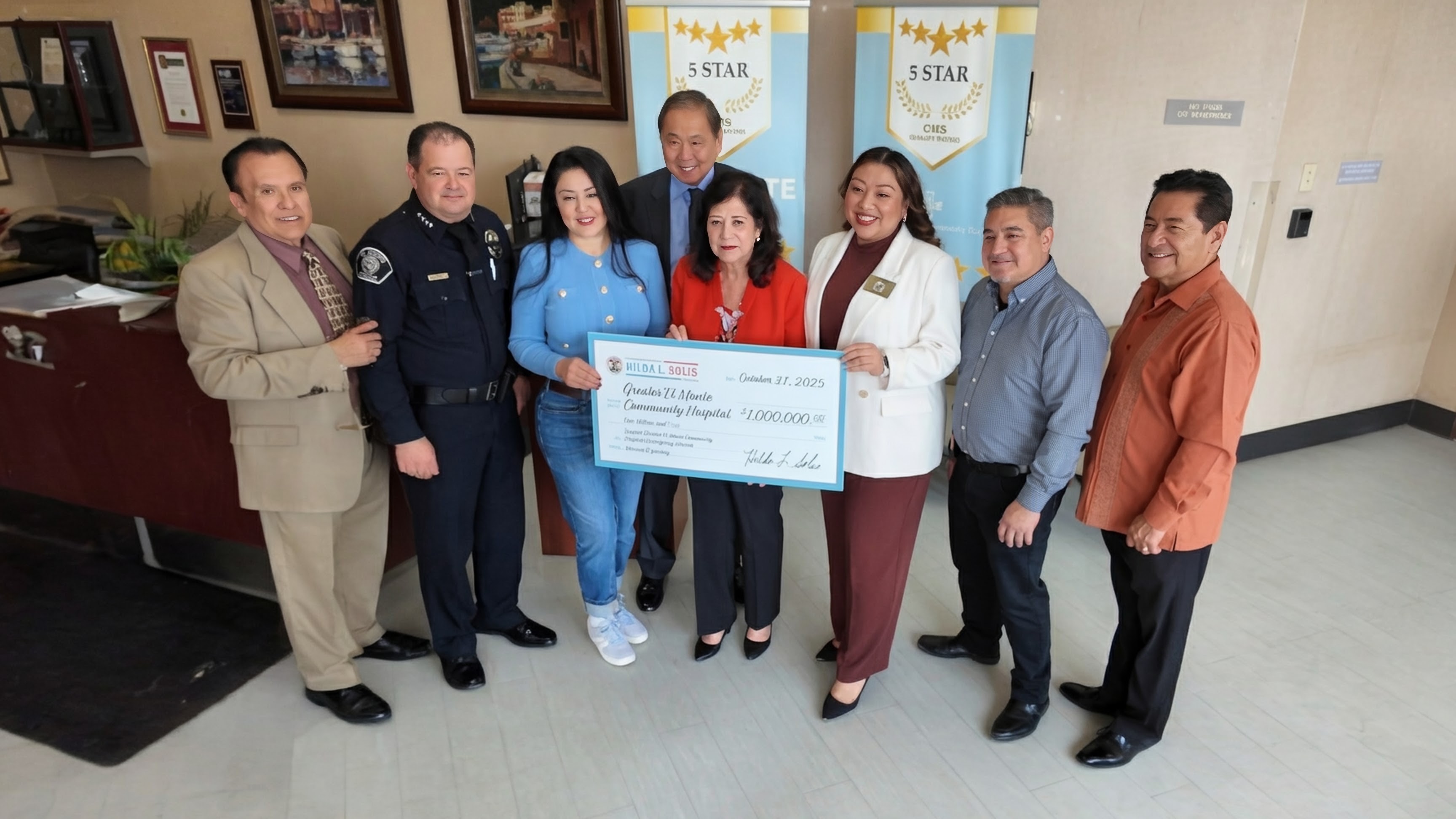 photo of hospital receiving check for 1 million