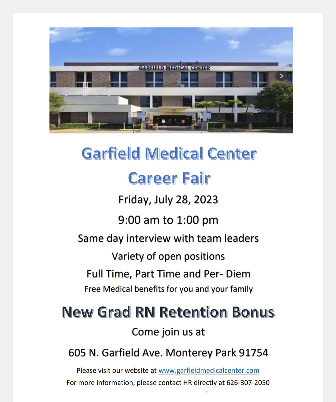Coronavirus (COVID19) Community Update Garfield Medical Center