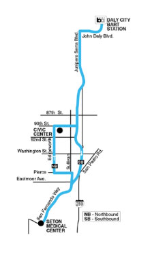 map of bus stops to daly city