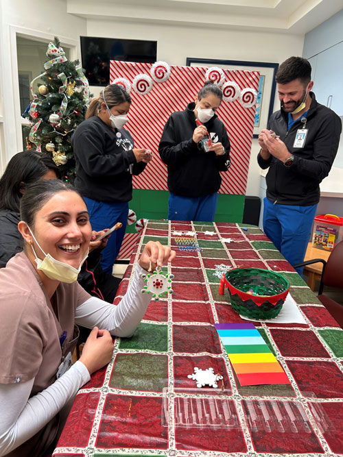 Ornament Day- staff decorating ornaments for our resident's