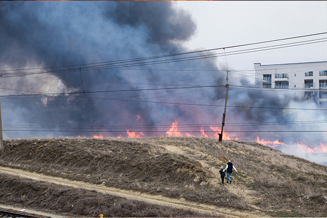 photo of fire victims fleeing